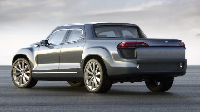 Rear view of the Tesla Model U pickup