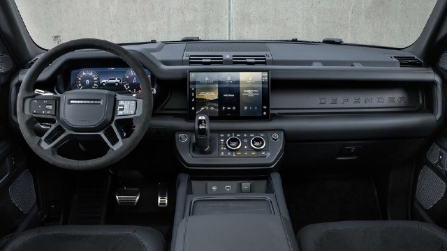 View of the multimedia bulkhead of the Land Rover Defender Pickup