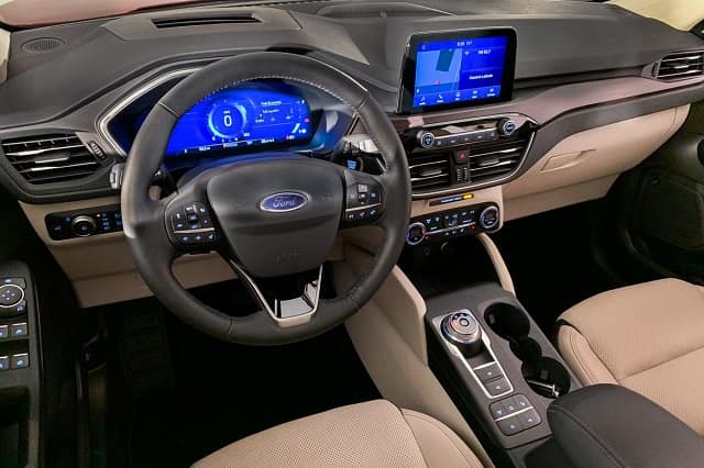 View into the multimedia interior of the Ford Escape