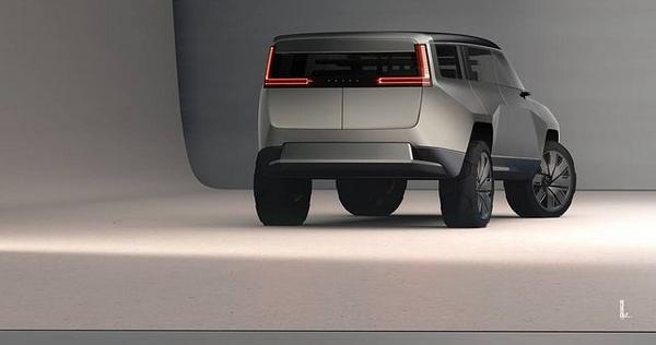 Rear view of the Volvo XC100 EV