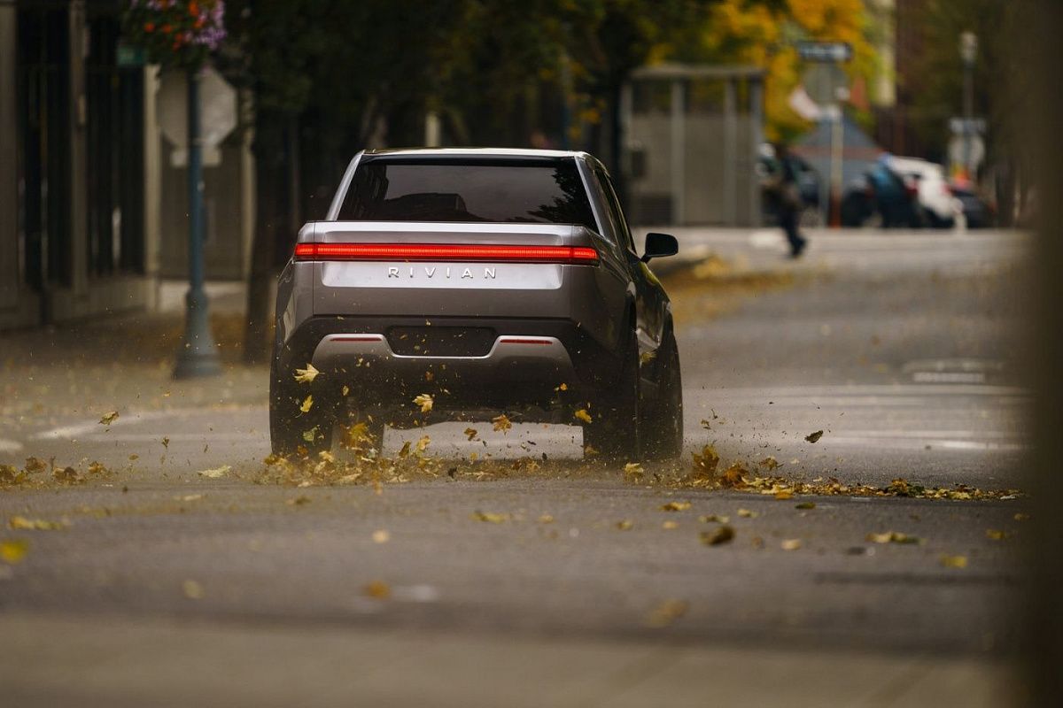 Rear view of the Rivian R1T